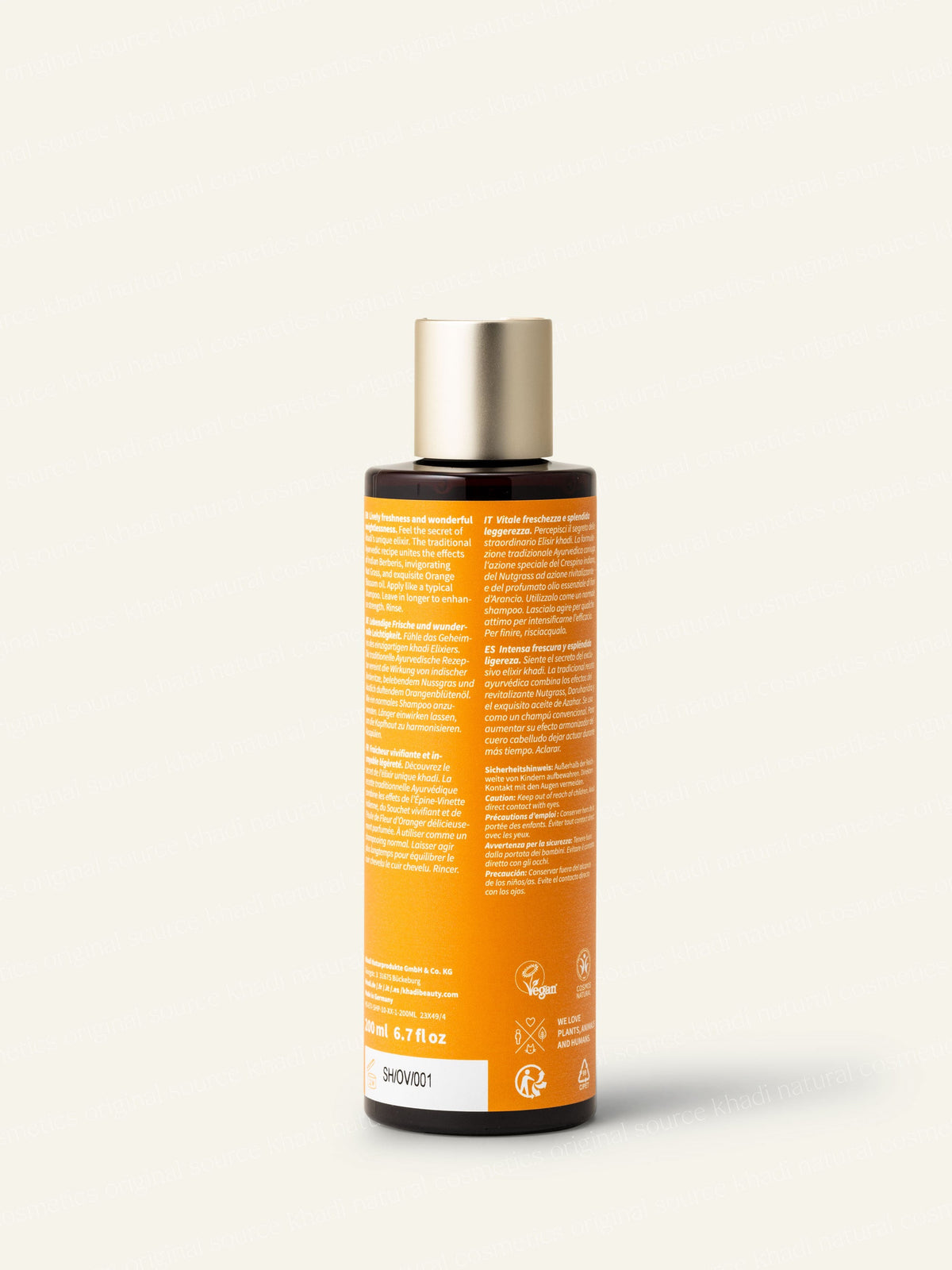 khadi Orange Vitality Shampoo zdjęcie produktu z tyłu opakowania